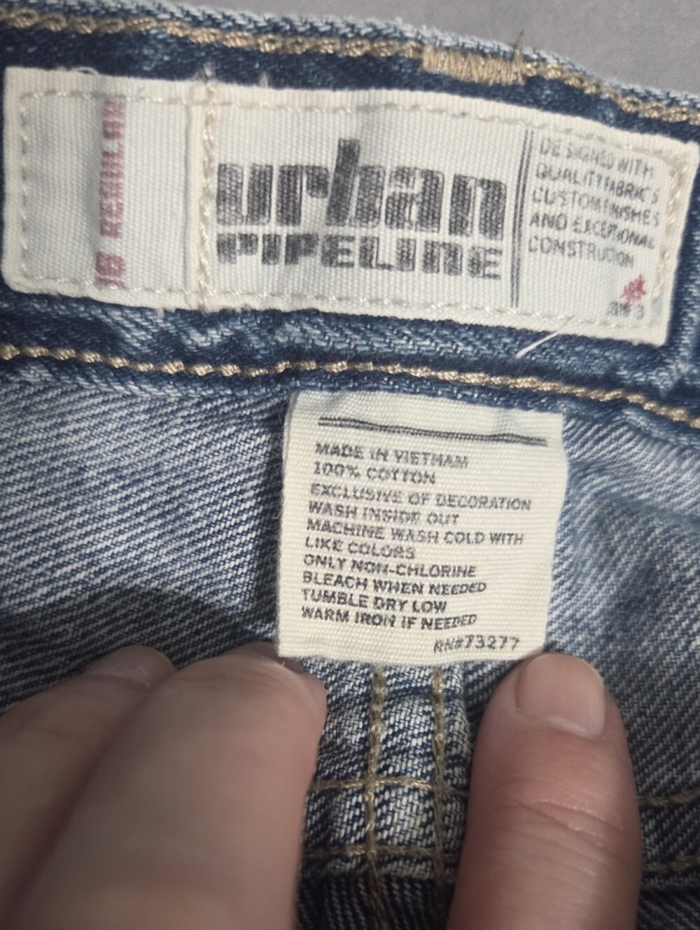 Urban Pipeline Boy's Classic Blue Jeans, Size: 16 Adjustable Waist - Picture 3 of 6